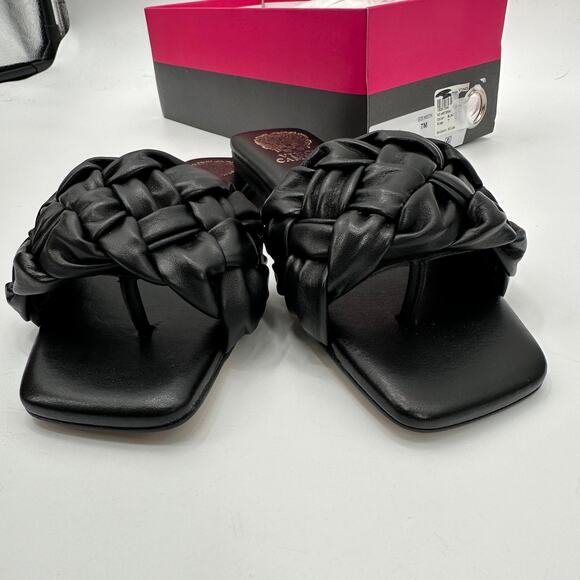VINCE CAMUTO New in Box Antonni Black Leather Slide Sandal //  6 - Picture 9 of 13